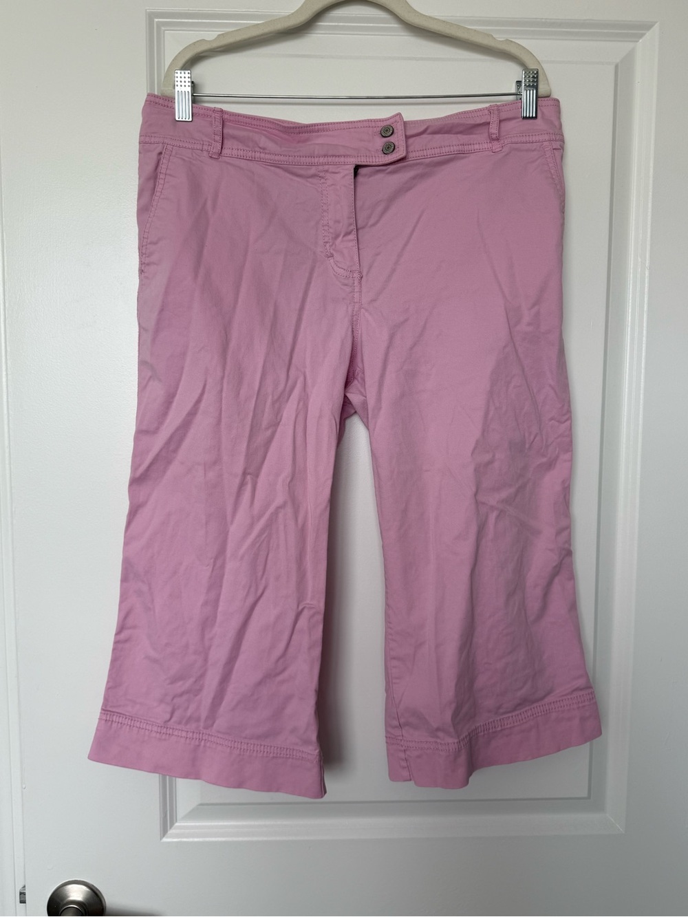 Y2K Pink Capri Pants New York & Company Sz 12 Cropped Wide Leg